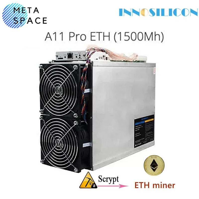 Rectangular metal mining unit with four fans and Ethernet port