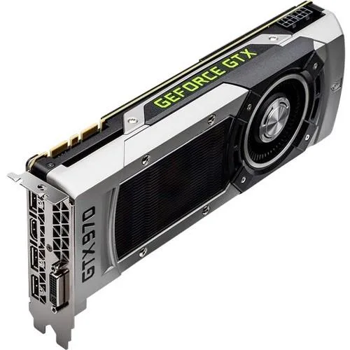 NVIDIA NVIDIA GeForce GTX 970 graphics card 4 GB GDDR5 1.05 GHz core 1.18 GHz boost clock — Produktfoto