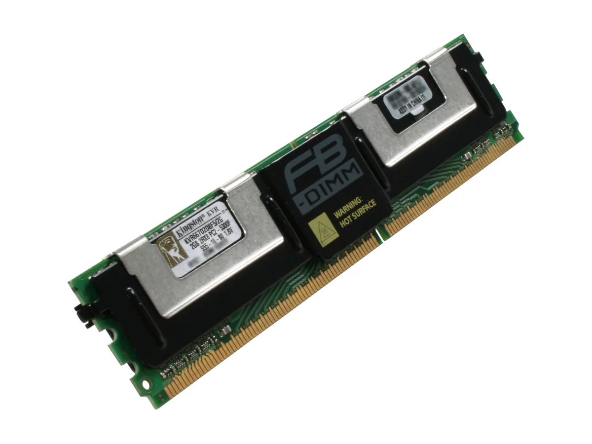 Green 240-pin DDR2 server DIMM with silver heat spreader