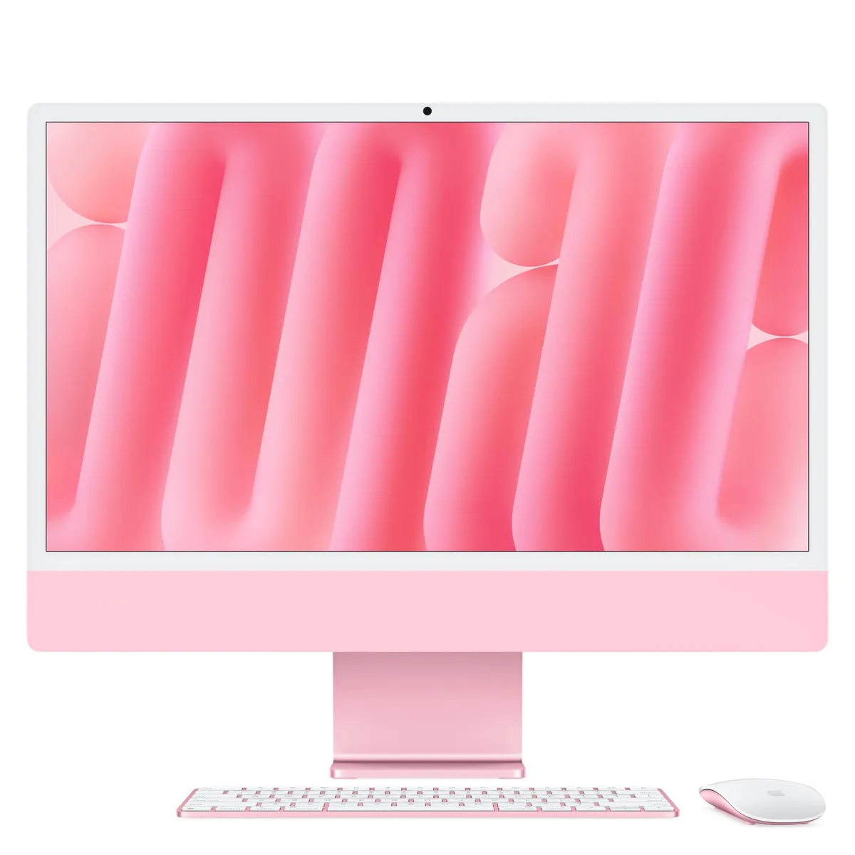 Slim all-in-one desktop in pink with 24-inch display