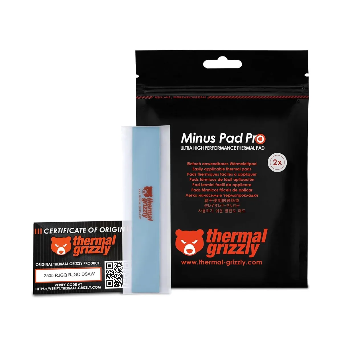 Thermal Grizzly Thermal Grizzly Minus Pad Pro 2-pack 120x20x2.0mm thermal pad — 商品照片