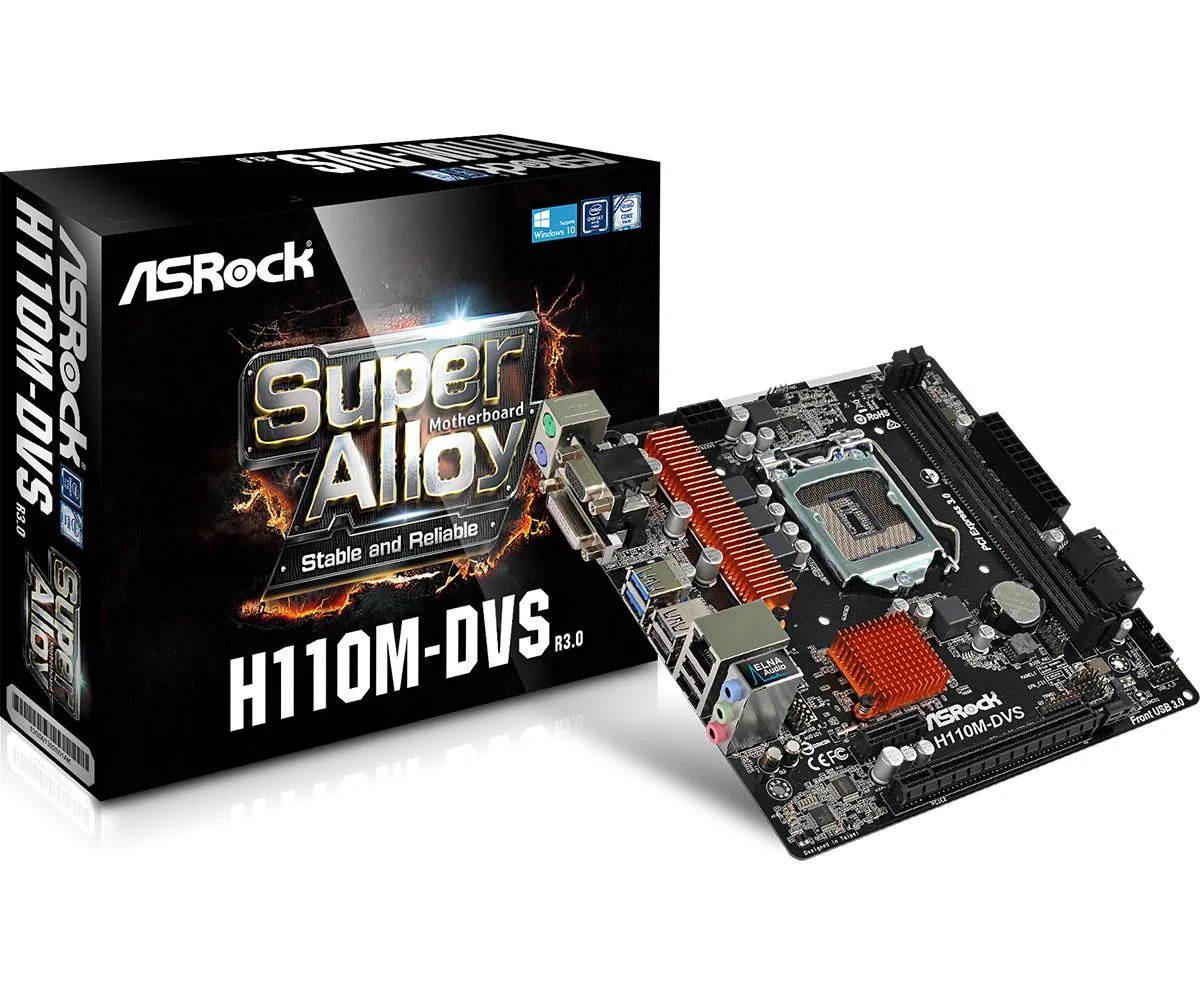 ASRock ASRock H110M-DVS R3.0 Intel 1151 Micro ATX DDR4 Motherboard — product photo