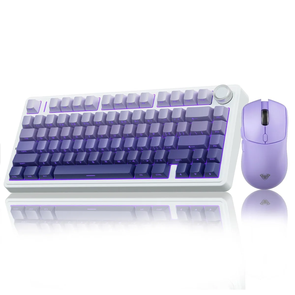 Light purple 75% mechanical keyboard with matching ambidextrous mouse