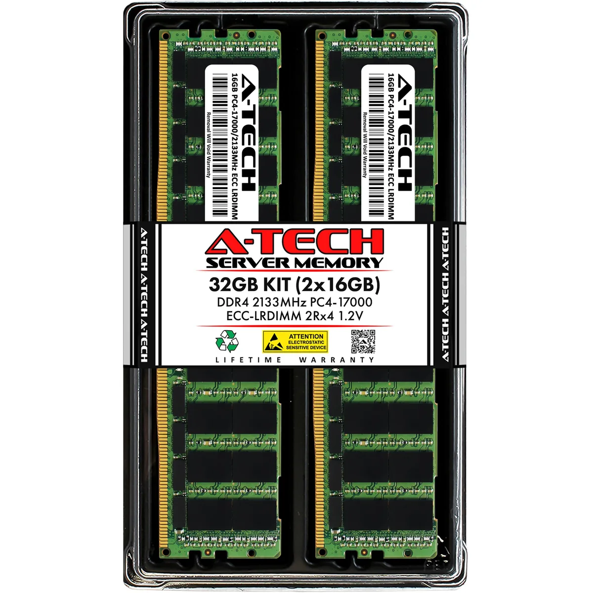 A-Tech A-Tech 32GB (2x16GB) DDR4 2133 ECC LRDIMM 2Rx4 Server RAM — photo du produit