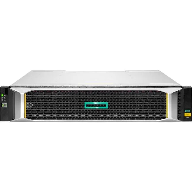 Rectangular silver rack unit with twenty-four drive bays and two controllers