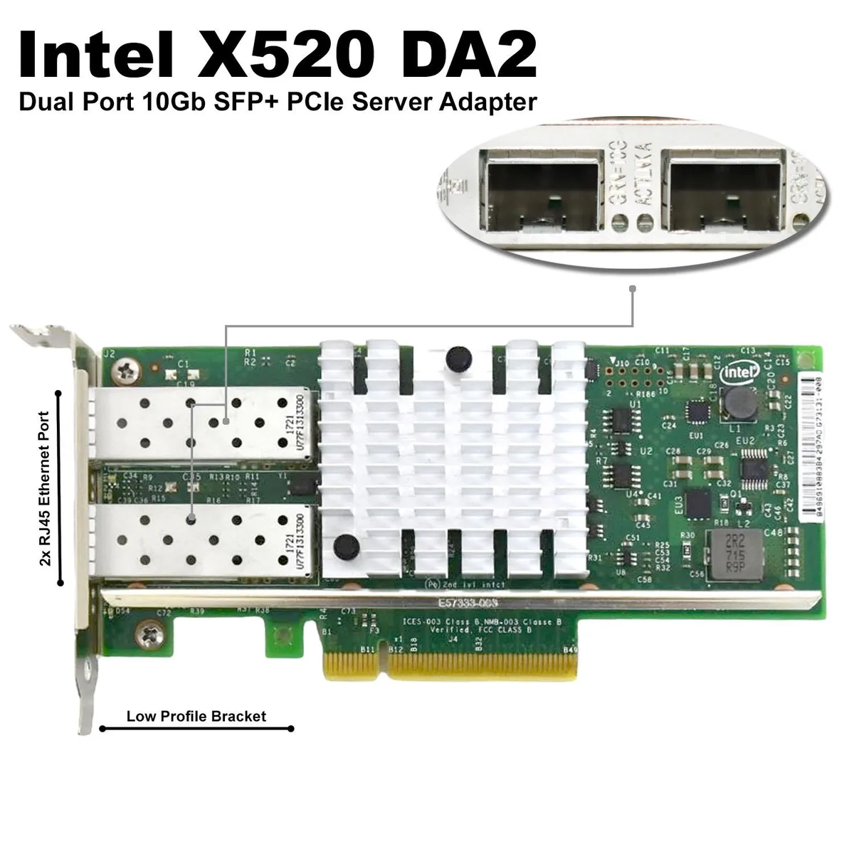 DELL DELL X520-DA2 10GbE Dual Port SFP+ Network Card — produktfoto