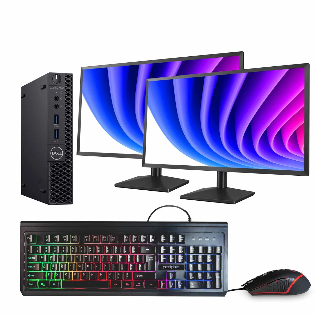 DELL Dell OptiPlex 3060 Mini PC i5-8500T 16GB 500GB SSD Win11 Pro Dual 24" Monitors — photo du produit