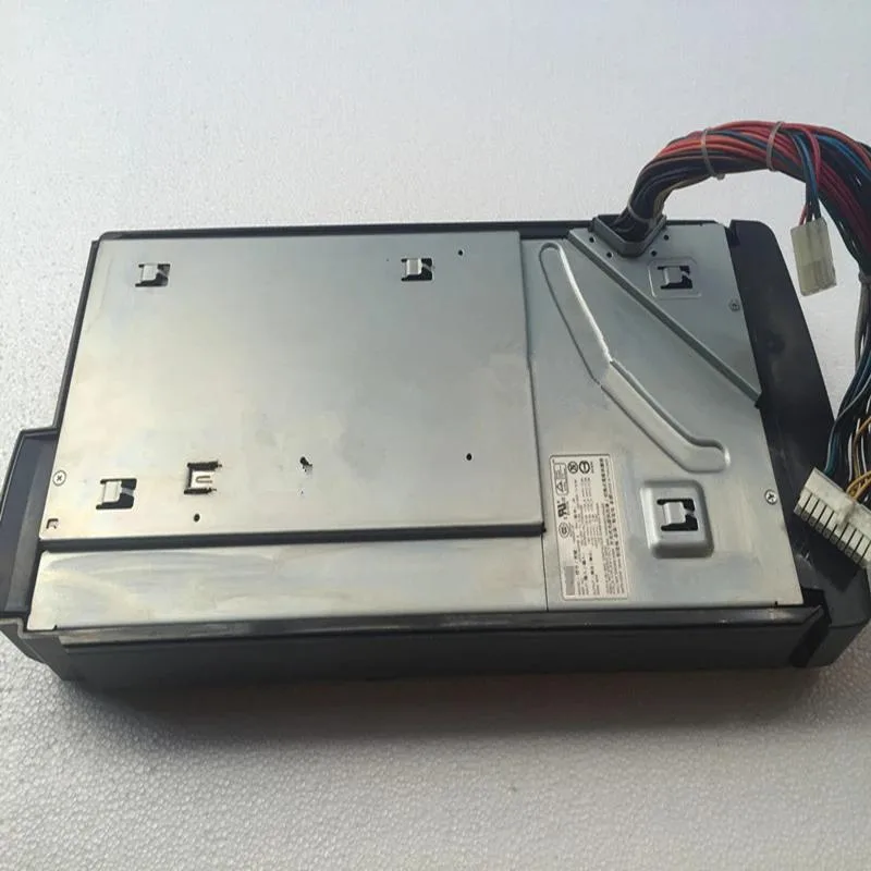 Rectangular ATX power supply unit in matte black finish with cooling fan grille visible