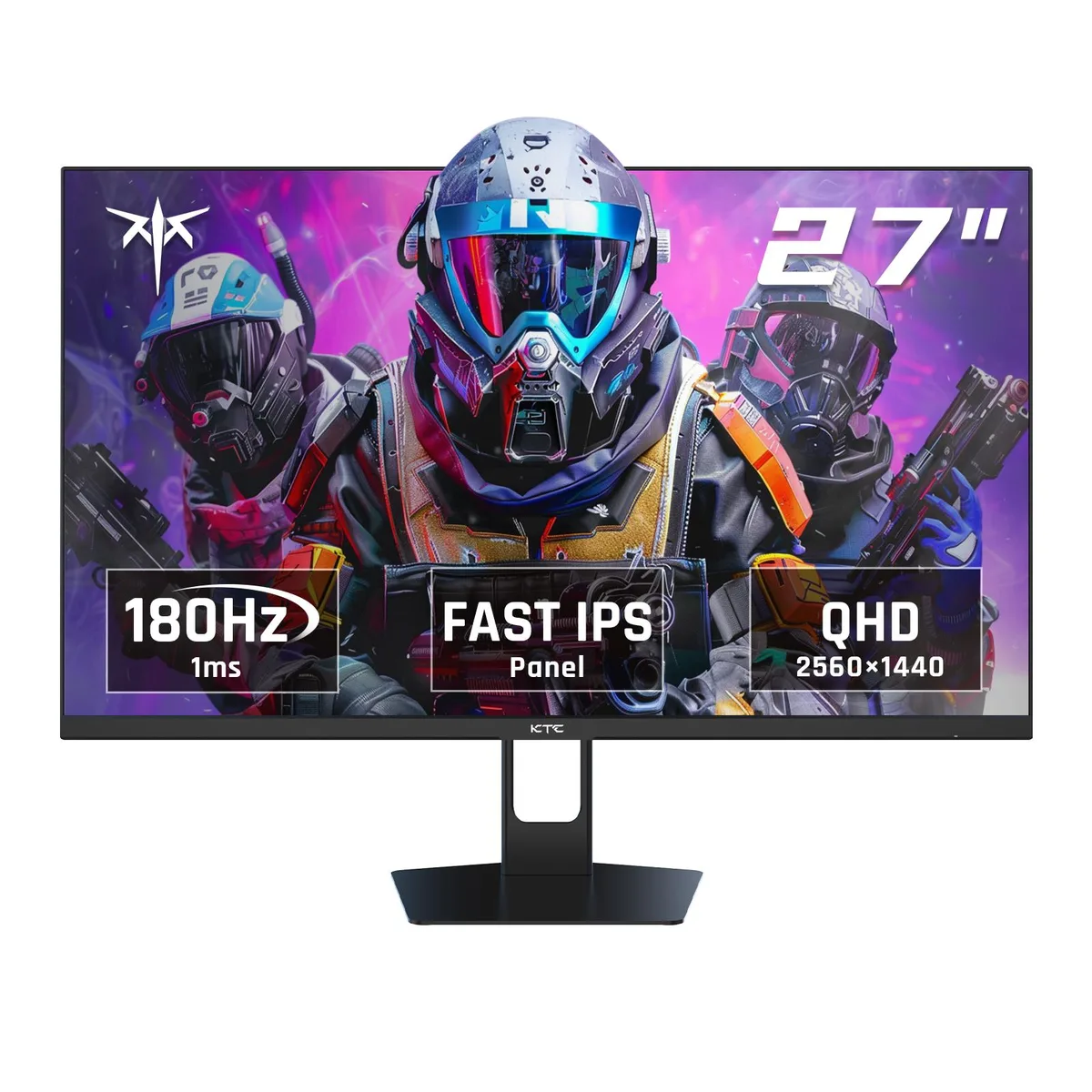 27 inch gaming monitor with 3 sided frameless design on adjustable stand