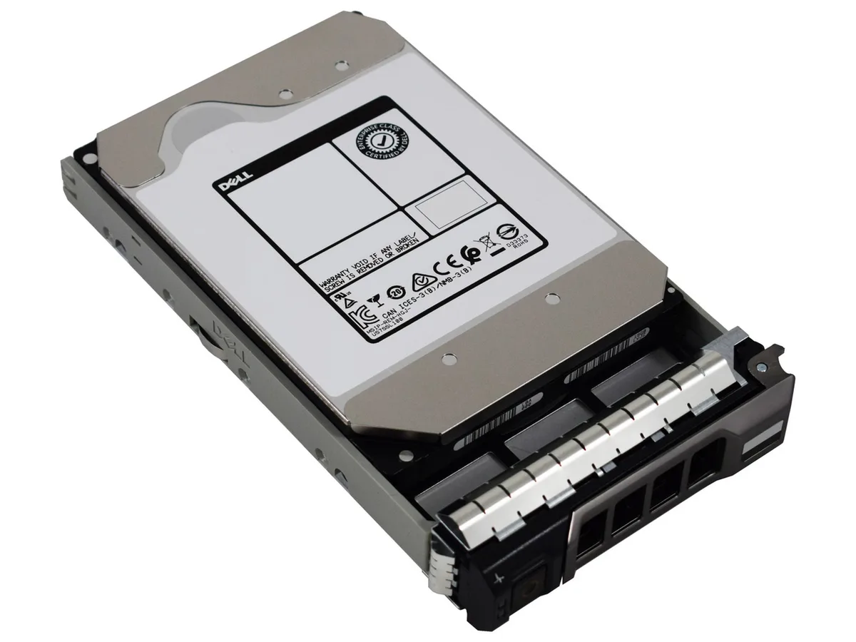 Silver 3.5 inch SAS hard drive with circuit board visible