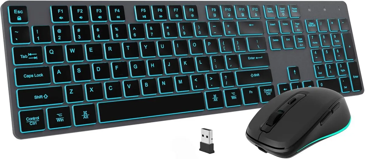TUKO TUKO Backlit Wireless Keyboard and Mouse Combo Space Gray — produktbild