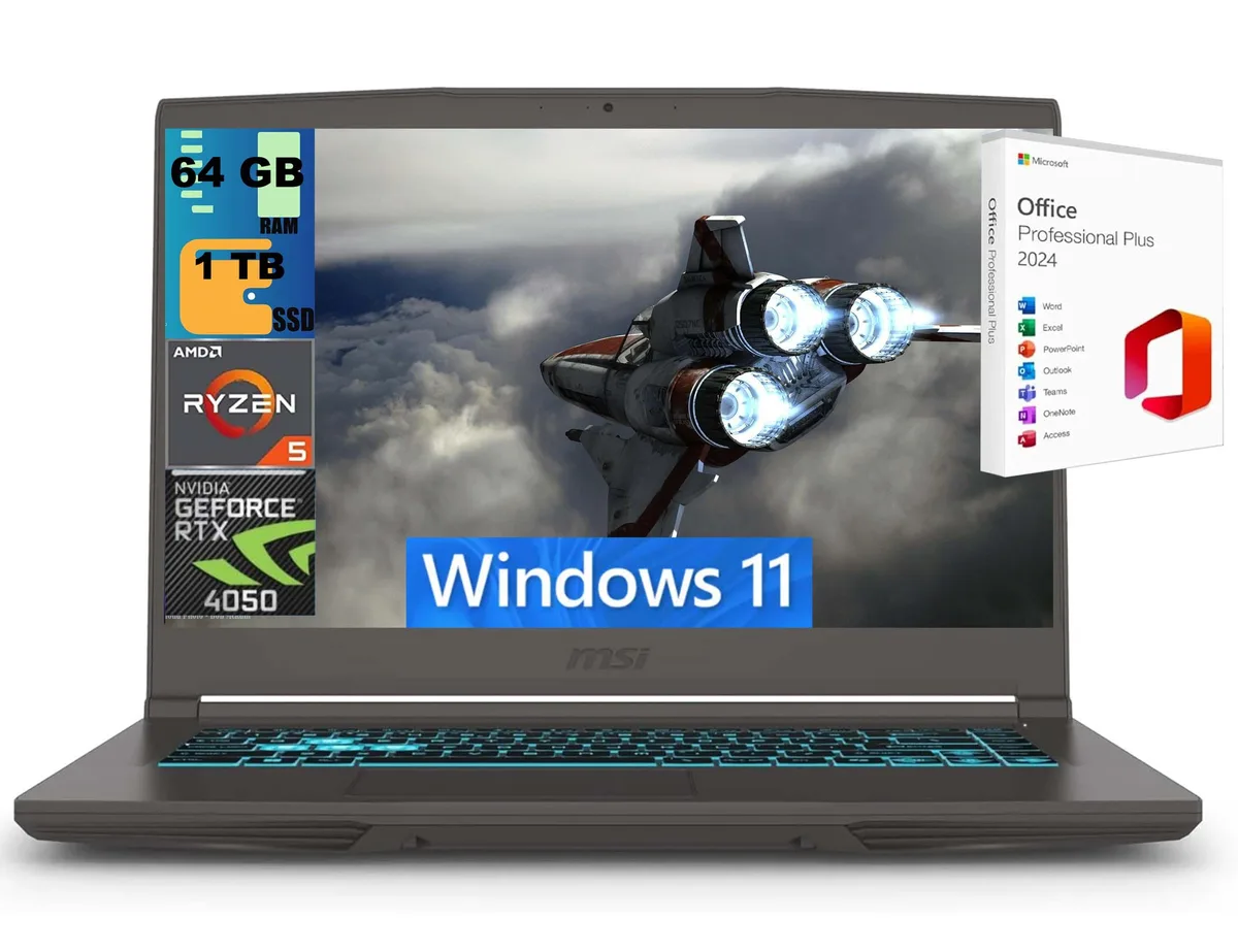 Black 15.6 inch gaming laptop thin profile matte finish backlit keyboard