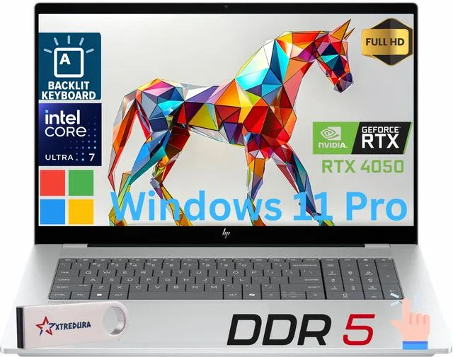 Silver 17.3 inch touchscreen laptop with full-size backlit keyboard
