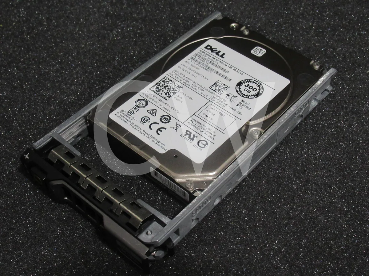 Silver 2.5 inch SAS hard drive with black caddy tray