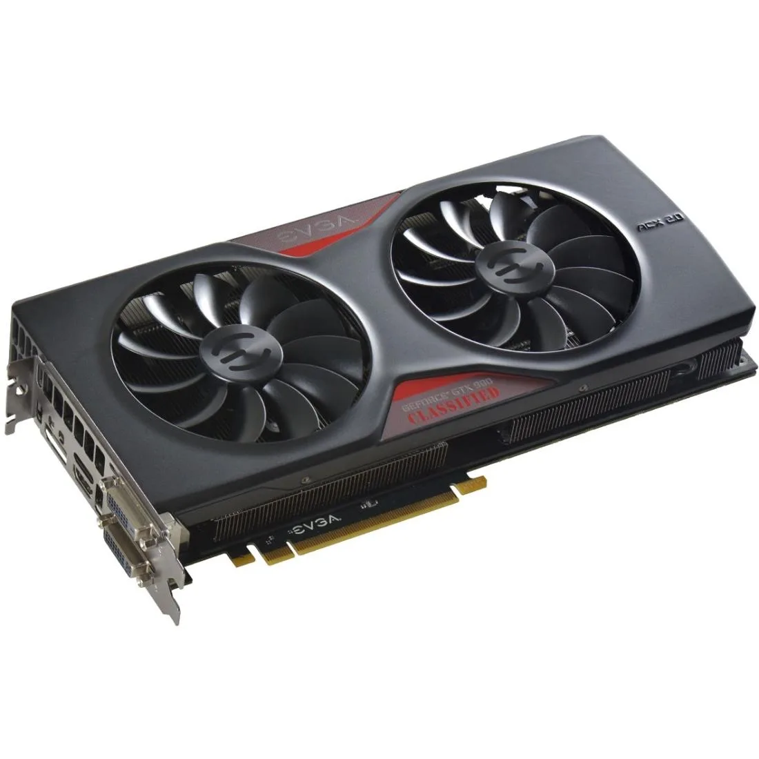 EVGA GeForce GTX 980 dual-slot graphics card with silver ACX 2.0 dual-fan cooler