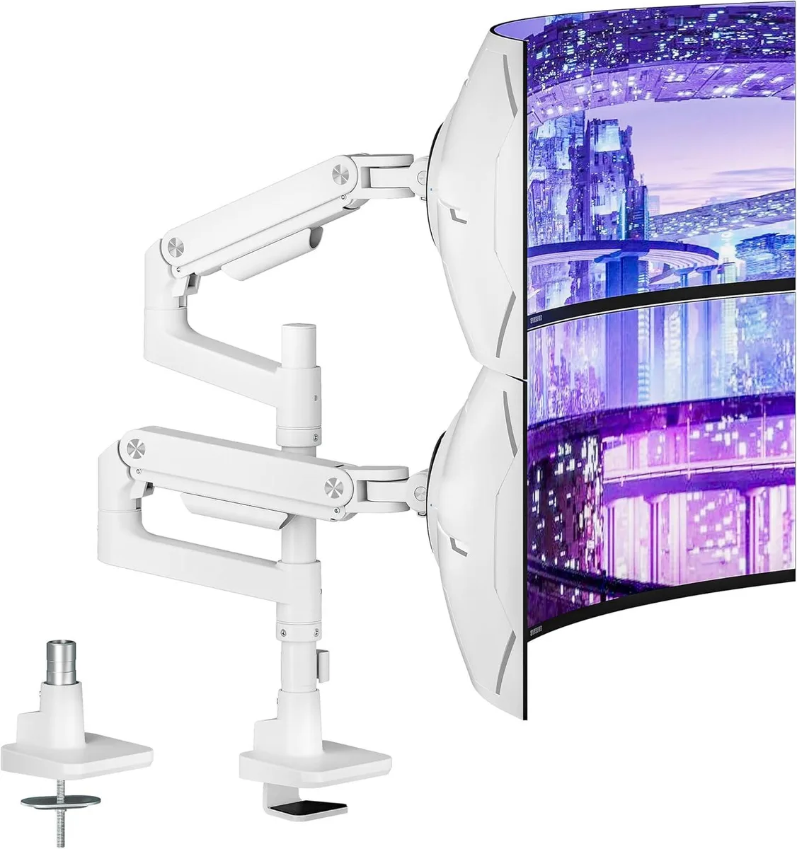 BFKK BFKK Dual Monitor Arm Vertical Stack 17-49" 44 lbs White — fotografia produktu