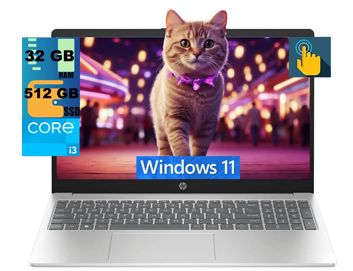 Silver 15.6 inch HD touchscreen laptop closed lid