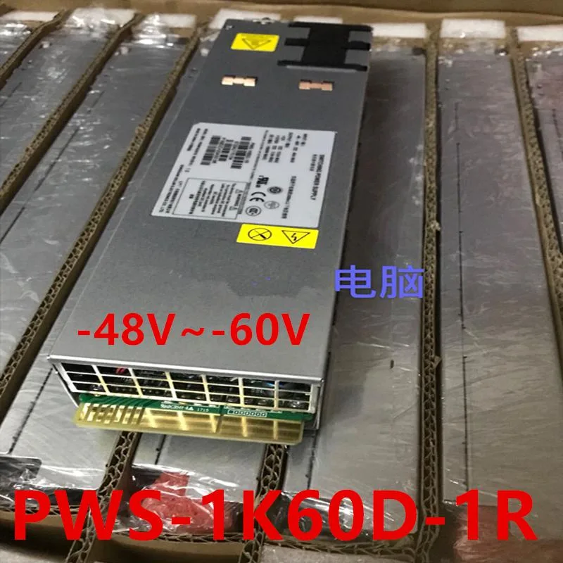 Silver rectangular DC power supply unit with label PWS-1K60D-1R