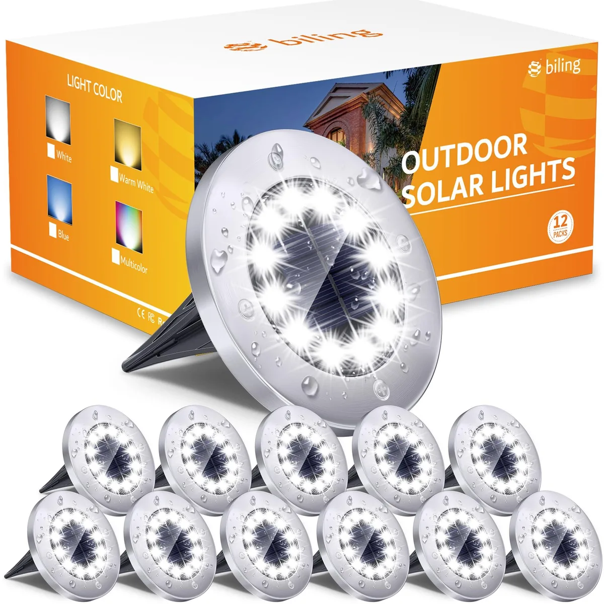 Biling 12-Pack Solar Ground Lights 12 LED White — toote foto