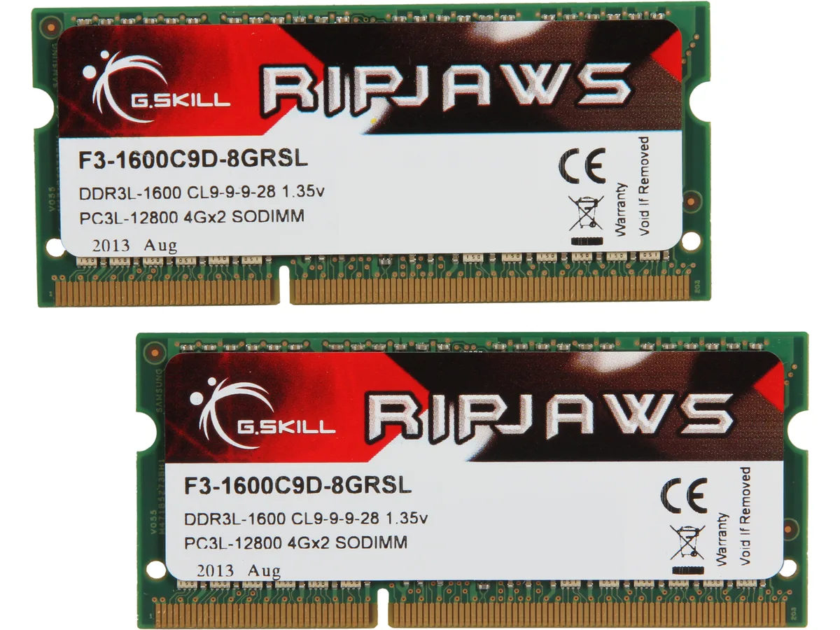 G.SKILL G.SKILL F3-1600C9D-8GRSL 8GB (2 x 4GB) DDR3L 1600 laptop RAM — productfoto