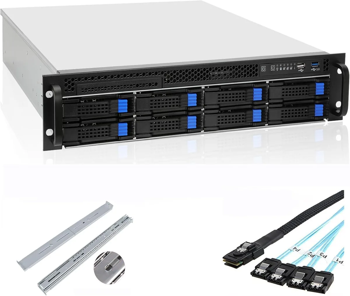 BFKK BFKK 2U Server Chassis 8×3.5″ Hot-Swap 545 mm Depth — produktbilde