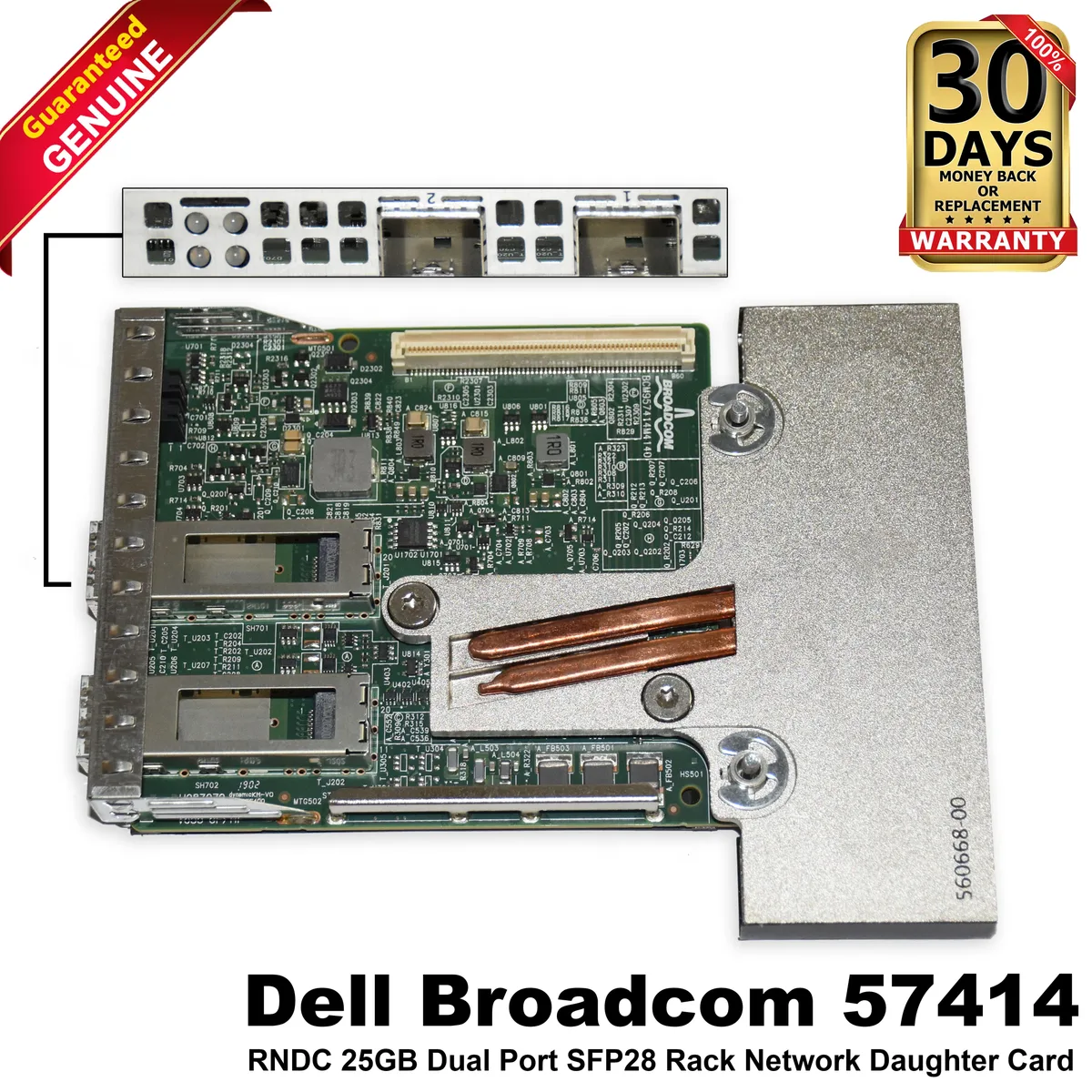 DELL DELL 06WMMV Broadcom 57414 Dual Port 25GbE SFP28 Network Daughter Card laptop replacement part — product photo
