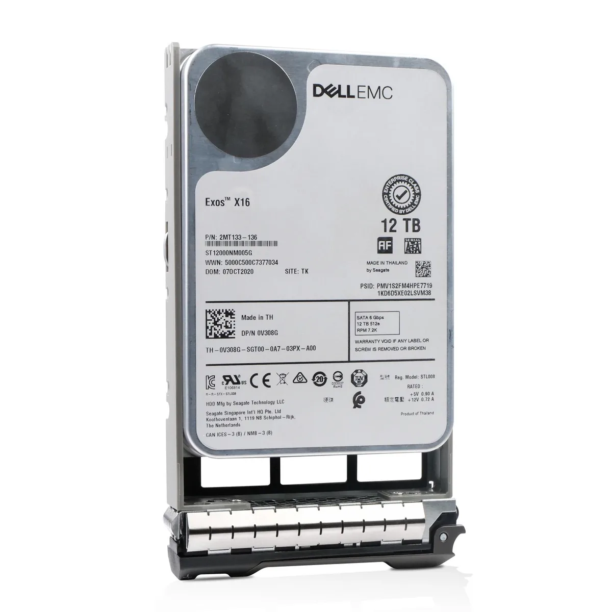 Silver 3.5 inch hard drive with Dell label and SATA connectors