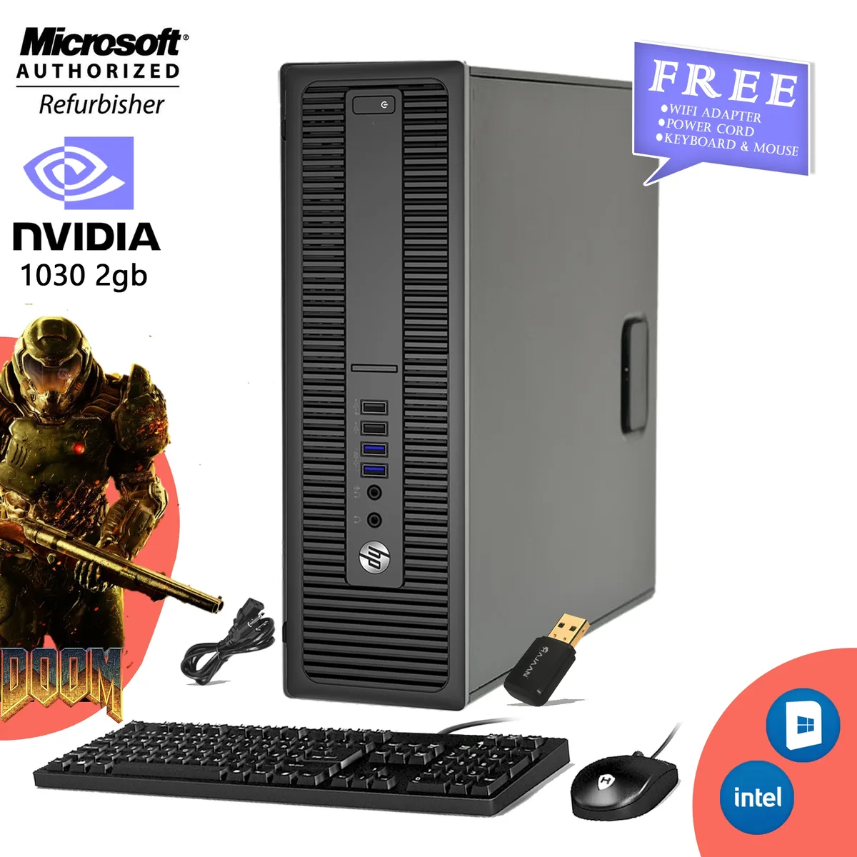Small black desktop tower, compact SFF chassis, new condition
