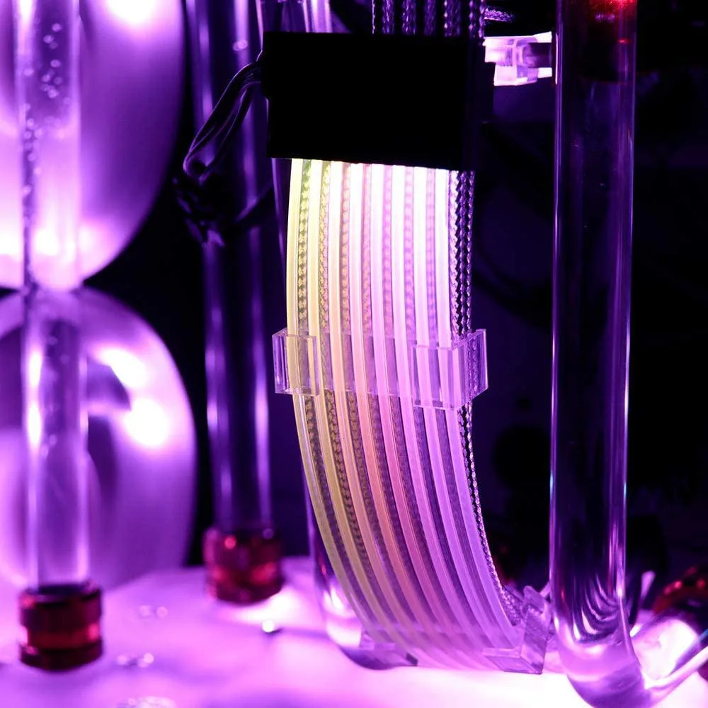 Braided PSU extension cables with ARGB lighting and RGB controller for 8-pin GPU 800-1300W