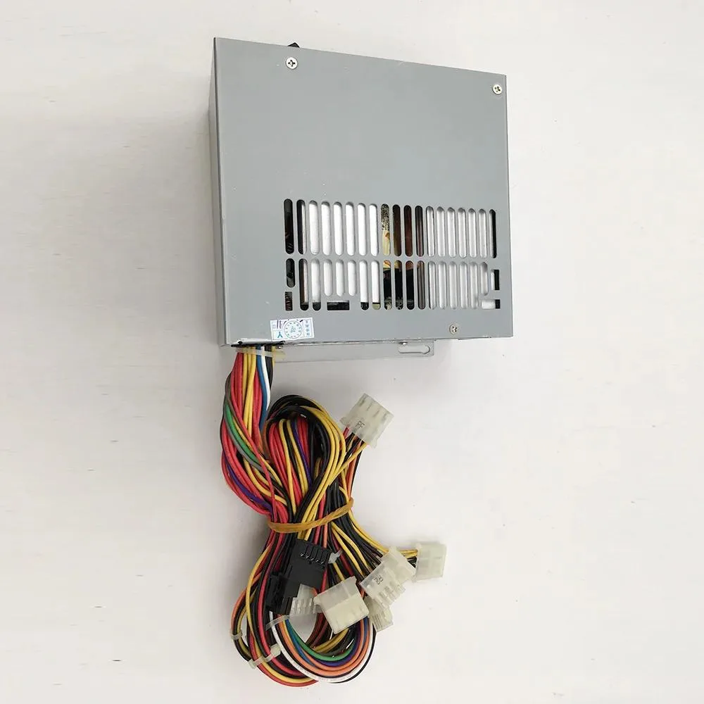 Rectangular silver ATX power supply unit with ventilation grille and label showing 48V 300W