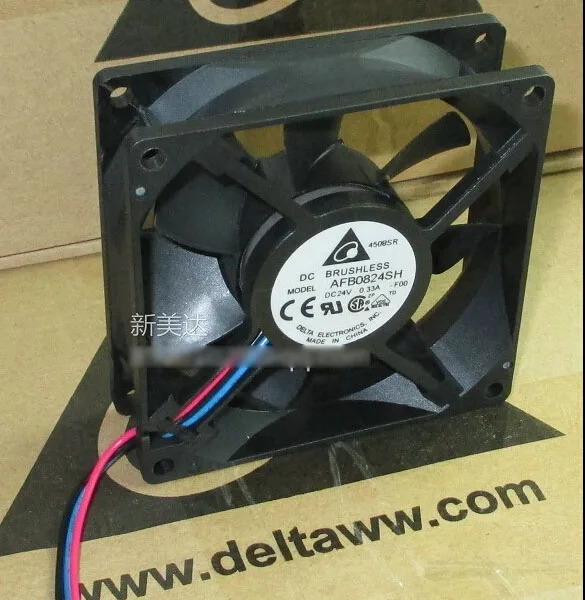 Black 80mm square cooling fan with three wires