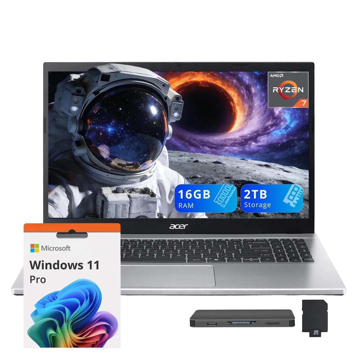 Acer America Acer Aspire Go 15 15.6" FHD Business Laptop AMD Ryzen 7 7730U 16GB 1TB Silver — صورة المنتج