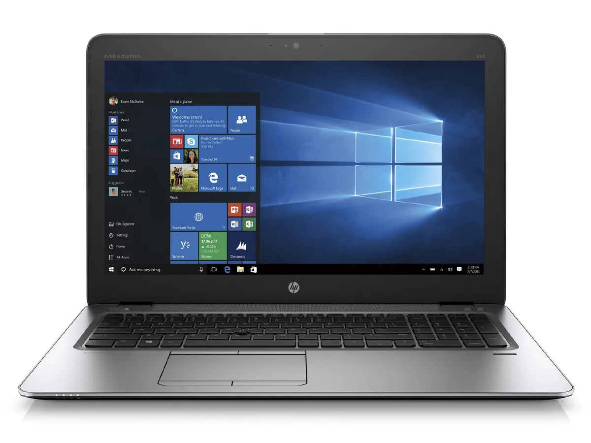 Silver 15.6 inch EliteBook 850 G3 laptop closed showing smooth matte finish