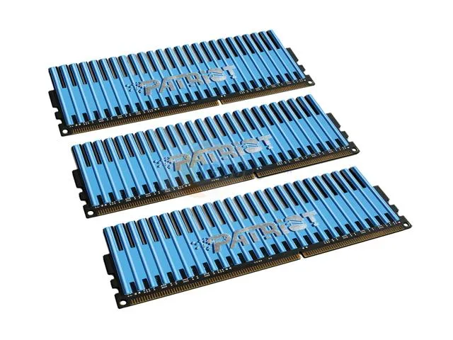 Three green DDR3 sticks with black heat spreaders, triple-channel kit
