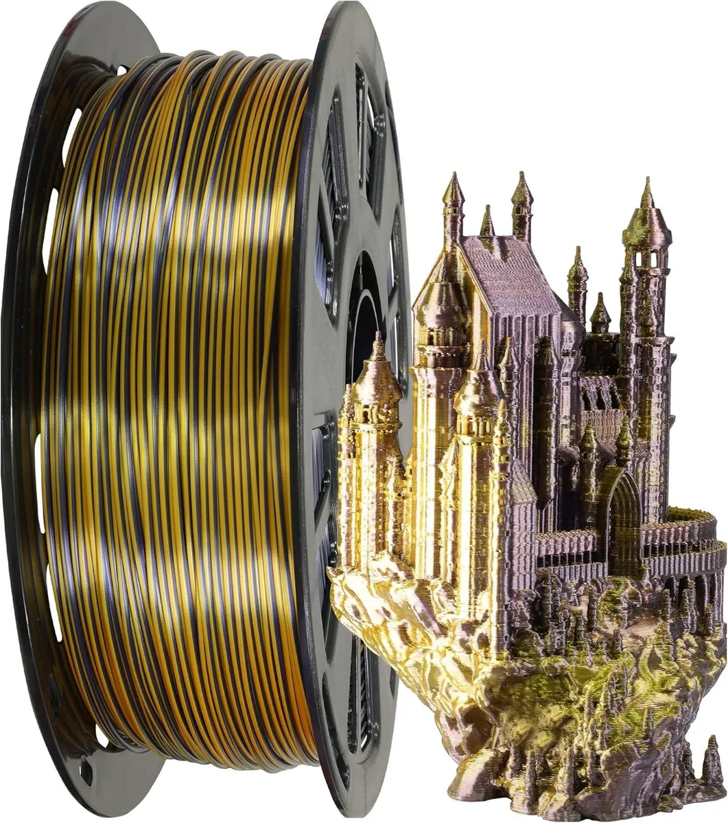 BFKK BFKK Bicolor Silk PLA Filament Gold Black 1.75mm 1kg 3d printers accessory — foto del prodotto