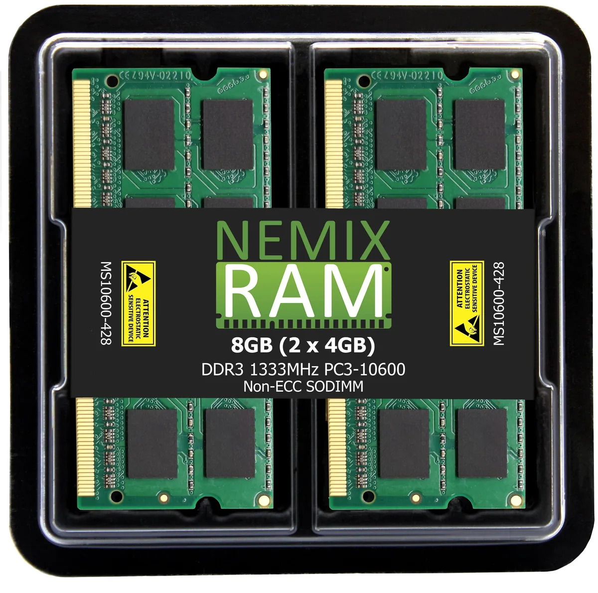 Two green DDR3 SODIMM modules with gold contacts