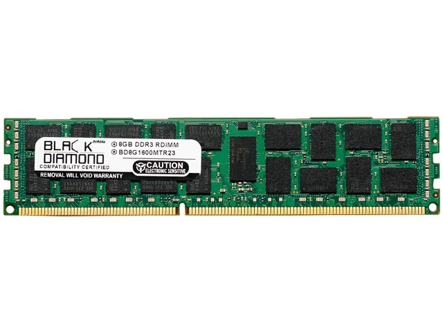 Green 240-pin DDR3 server memory module with black chips and gold contacts