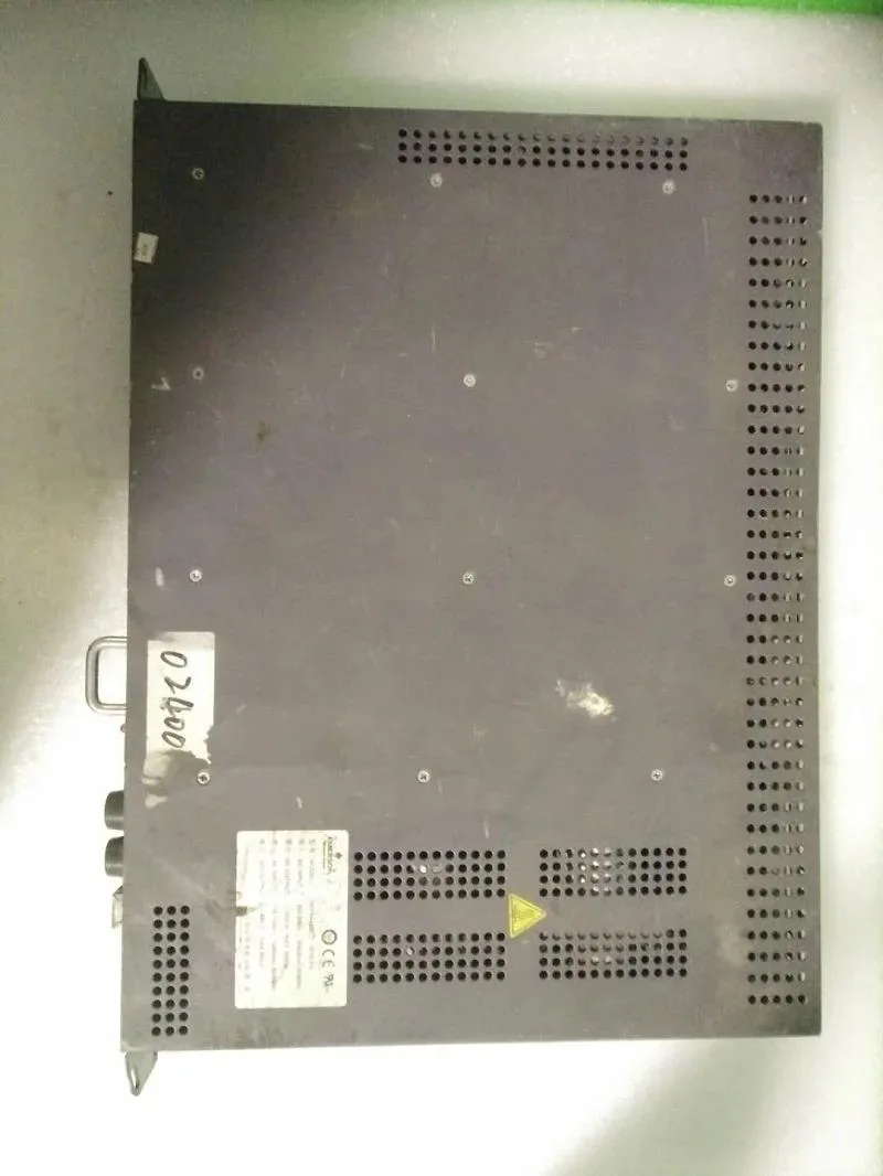 Rectangular ATX power supply unit in matte black metal casing with rear fan grille and side label P.S
