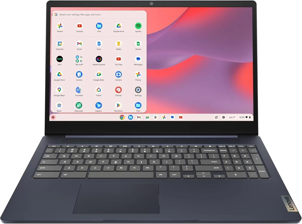 Blue 15.6 inch FHD anti-glare Chromebook laptop .7 inches thick