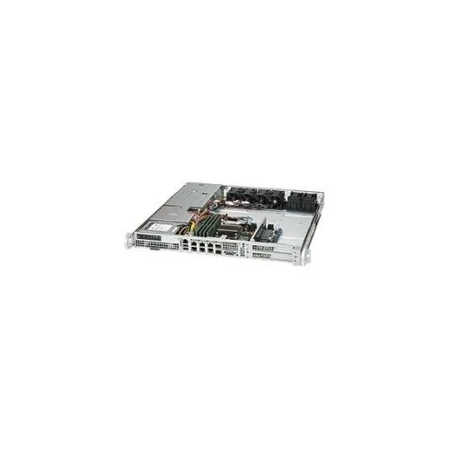 Silver 1U rack server front panel with drive bays and ports
