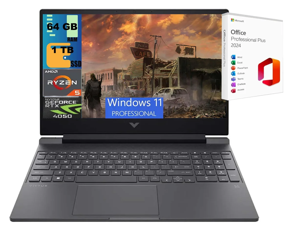 Black 15.6 inch gaming laptop with backlit keyboard and numeric keypad