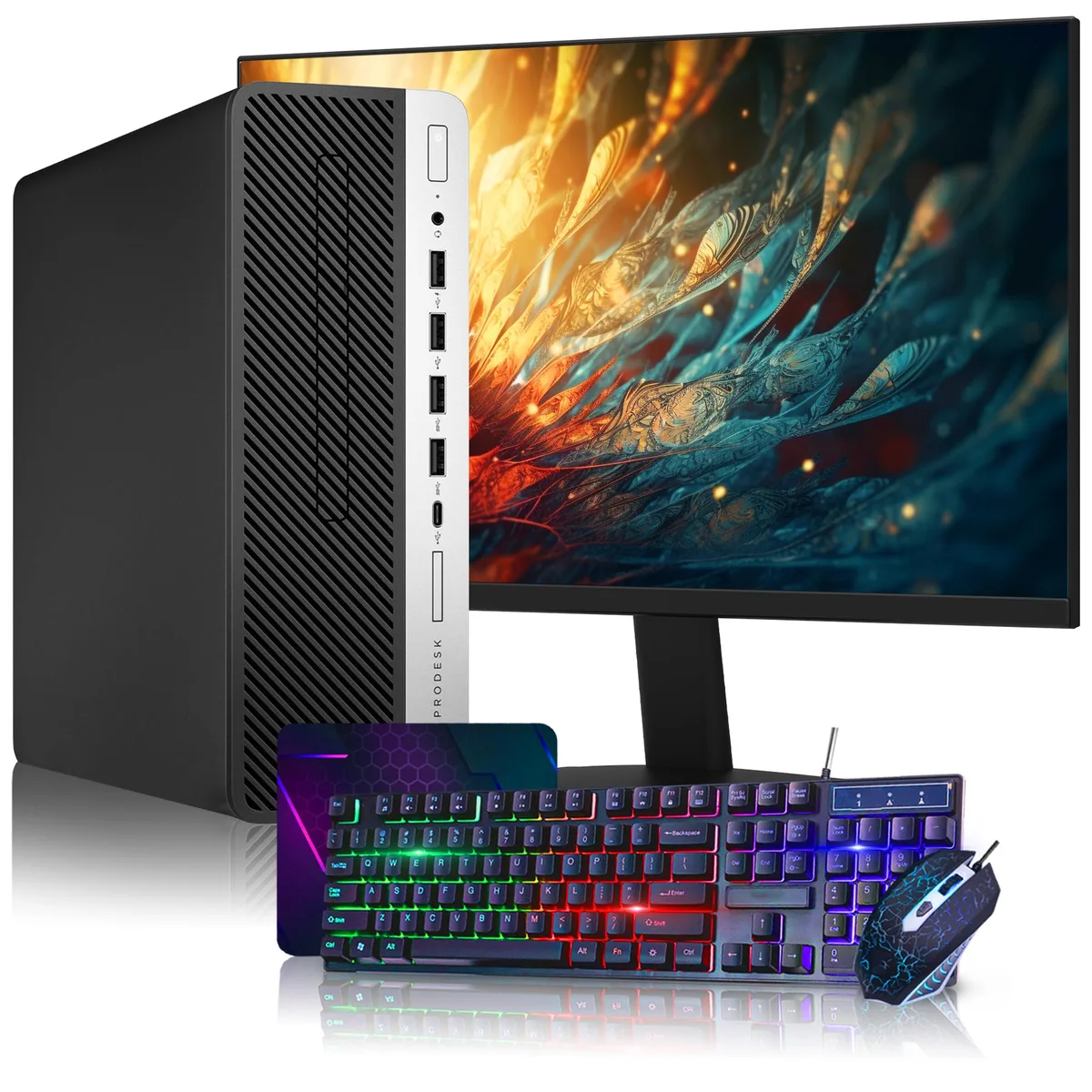 HP HP ProDesk 600 G4 SFF i5-8500 16GB 2TB SSD 24" monitor — photo du produit