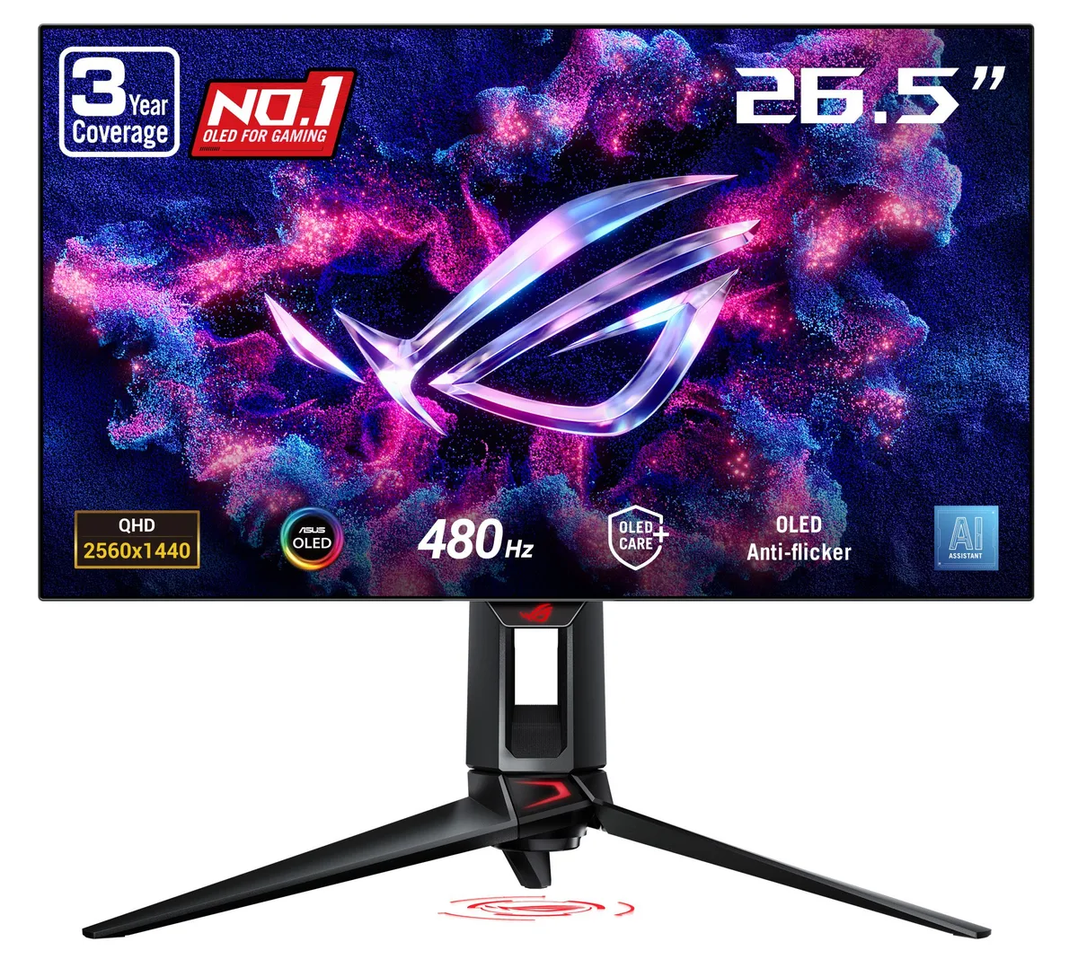 27 inch black gaming monitor with ultrathin three sided bezel and adjustable stand