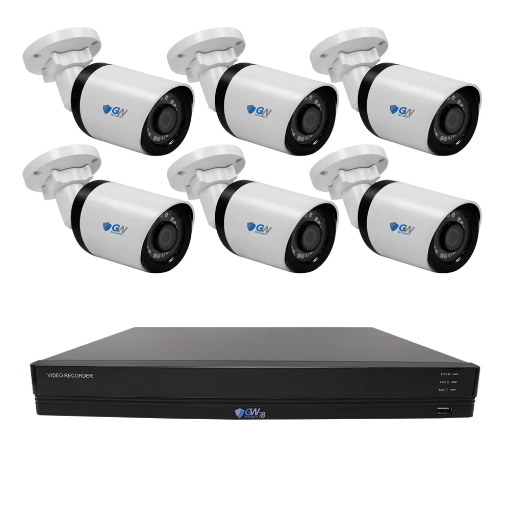 GW Security Inc. GW Security 8-Channel 4K H.265+ DVR Kit with 6x 8MP Bullet Cameras, 2TB HDD, 100ft Night Vision — product photo