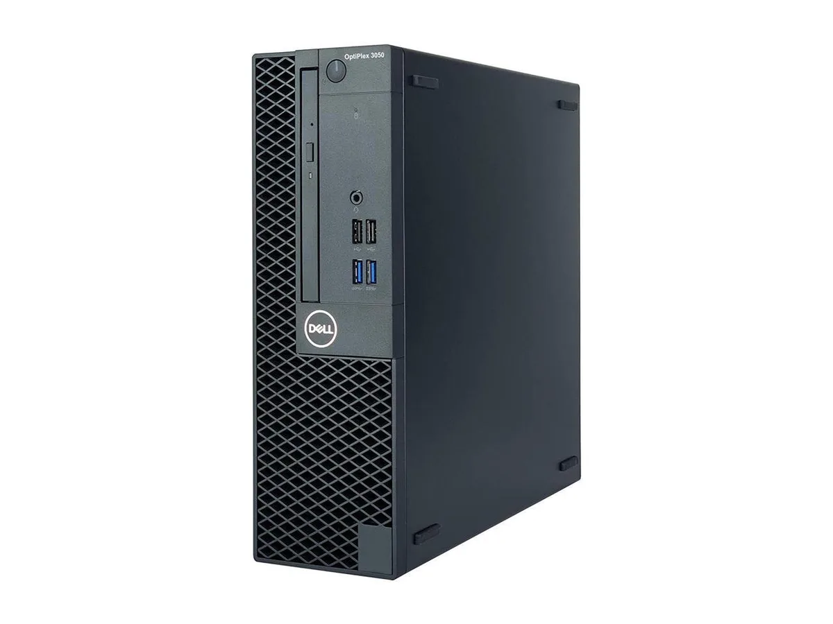 Black small form factor desktop tower with DVD drive slot