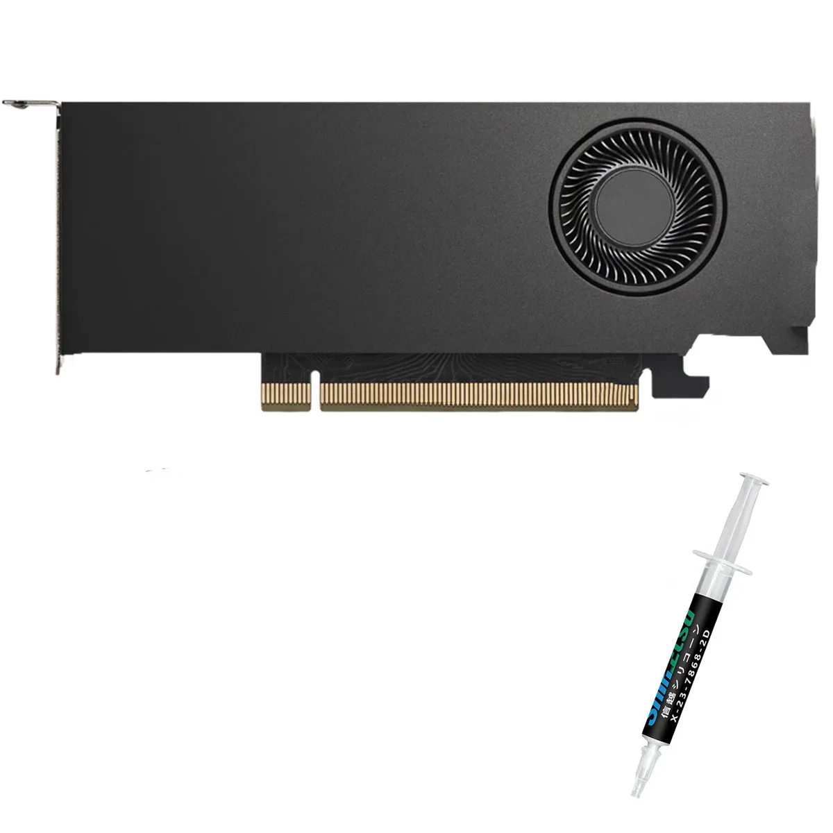 Compact dual-slot half-height graphics card with four Mini DisplayPort outputs and matte black finish
