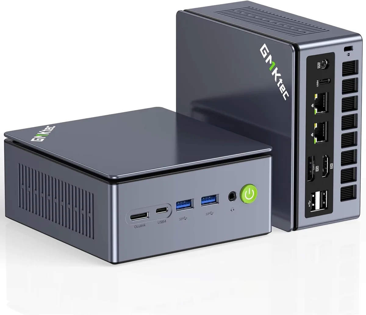 Metallic grey mini PC barebone, compact square form factor
