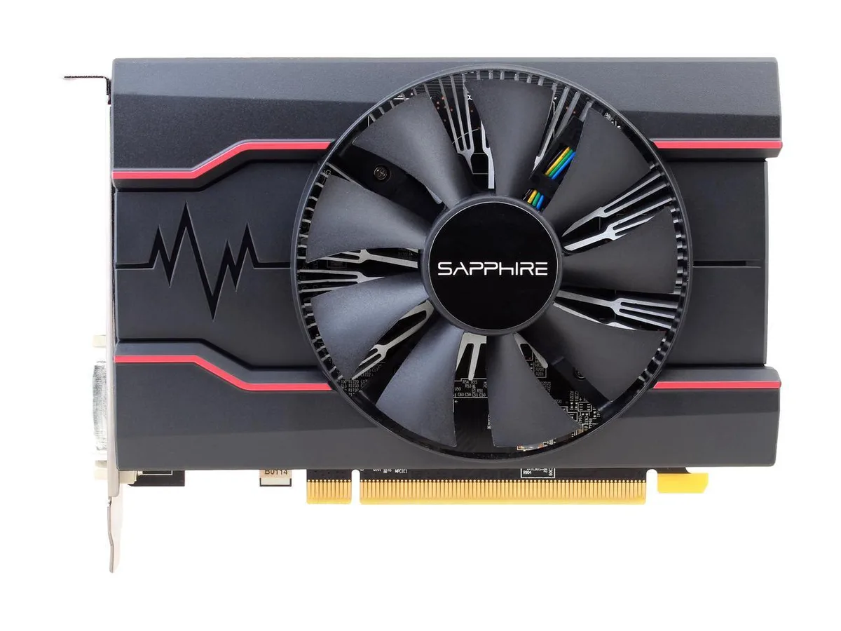 Sapphire Pulse Radeon RX 550 graphics card with dual-slot cooler and metal backplate