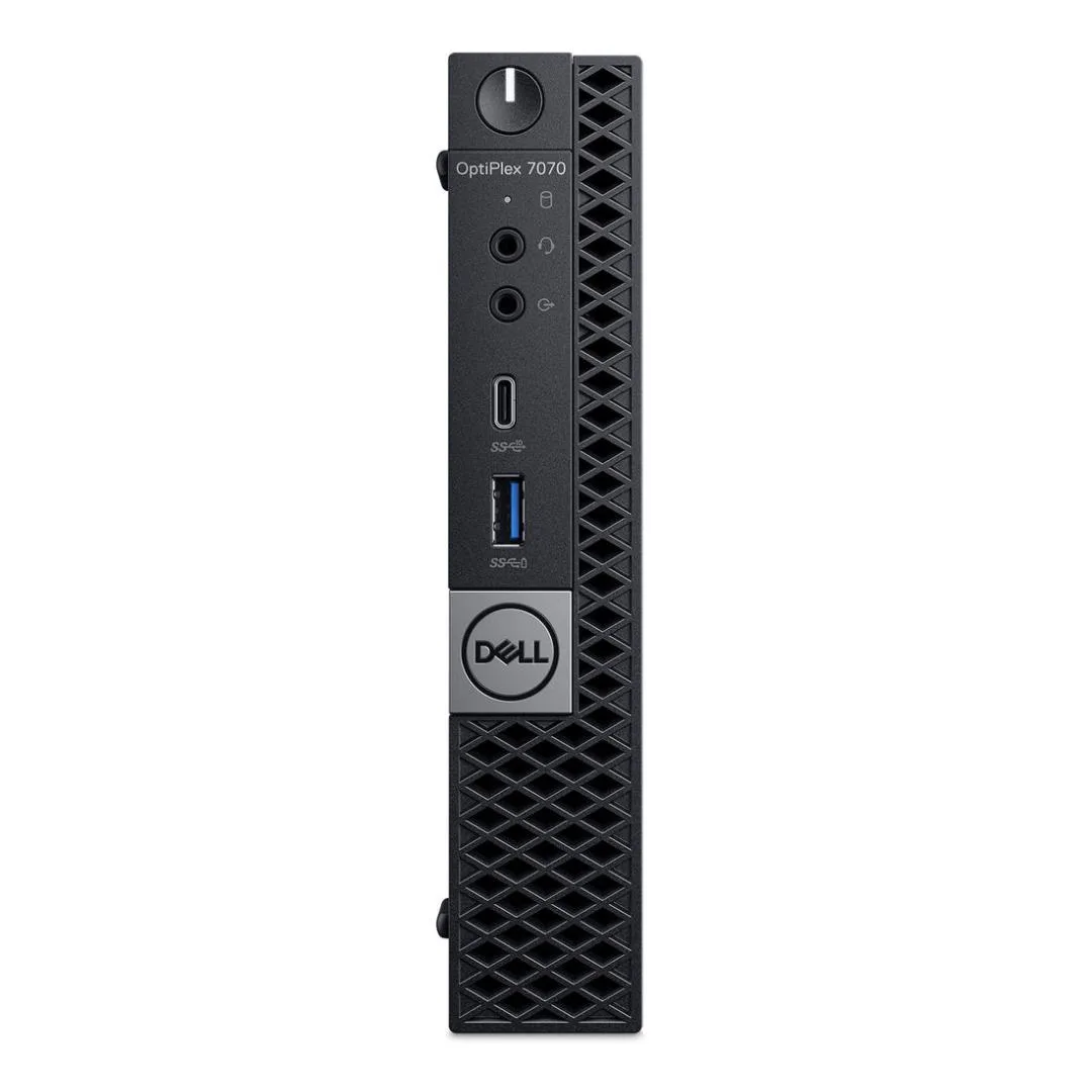 Small black Dell OptiPlex 7070 Micro desktop unit