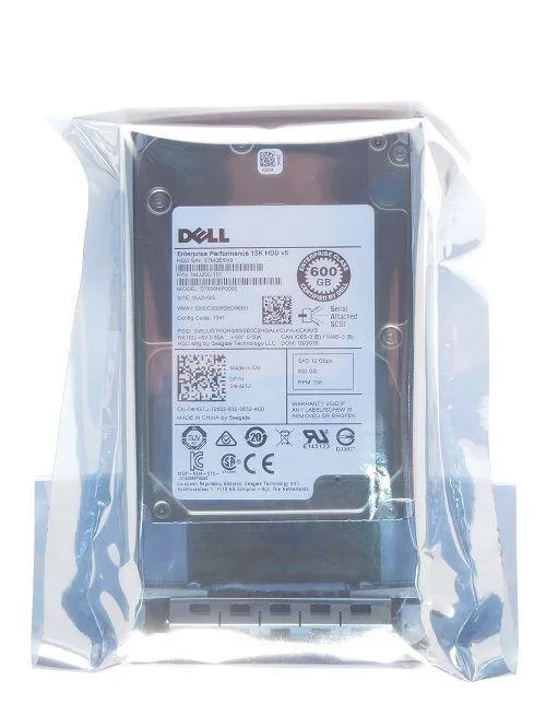 Silver 2.5 inch SAS hard drive mounted in black 13th generation tray